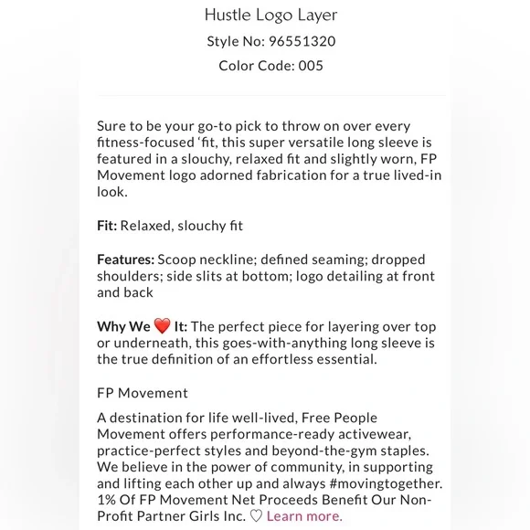 ▪️NWT Free People Movement Hustle Logo Layer - Picture 6 of 9